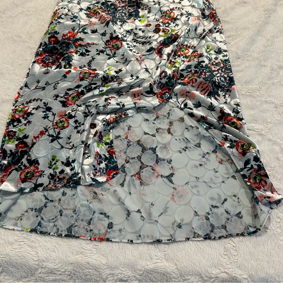 Maeve Anthropologie Evie Light Blue Floral Velvet-Dotted Long Skirt - Silk Blend - Picture 4 of 14